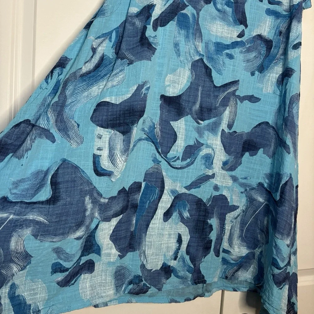 Beyond Capri Woven Maxi Skirt Womens Blue Abstract Resortwear Vacation Beach - Picture 2 of 12